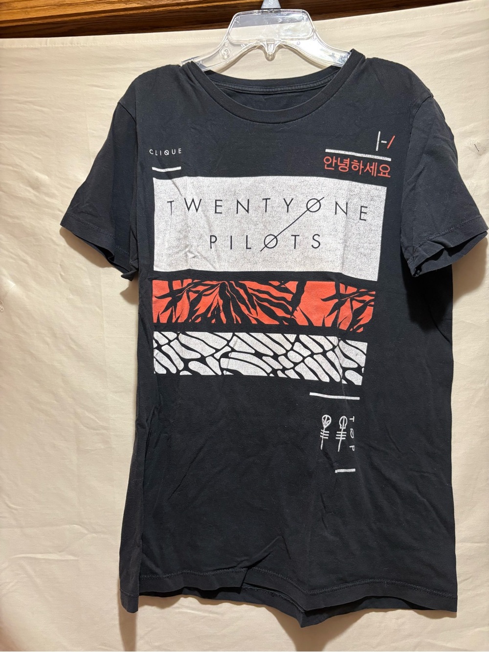 Twenty One Pilots Black Graphic Band Tee with Red & White Panels